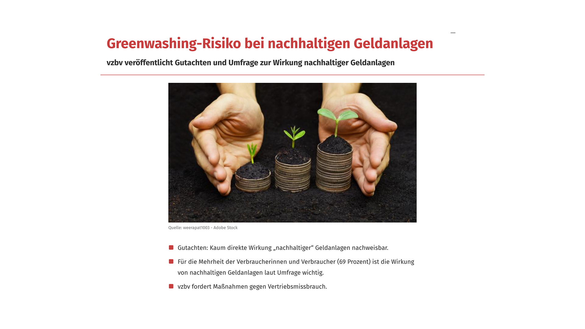 Read more about the article Gutachten: GREENWASHING-RISIKO BEI NACHHALTIGEN GELDANLAGEN